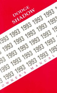 1993 Dodge Shadow Owner's Manual
