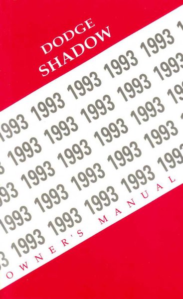 1993 Dodge Shadow Owner's Manual
