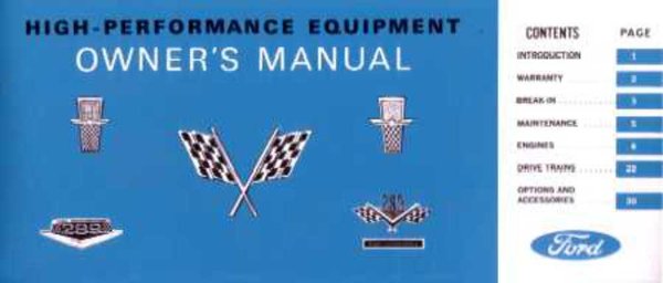 1964 Ford High Performance Models Owner's Manual Supplement