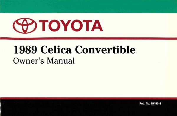 1989 Toyota Celica Convertible Owner's Manual