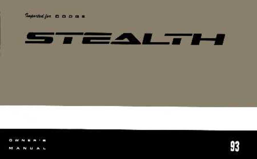 1993 Dodge Stealth Owners Manual User Guide