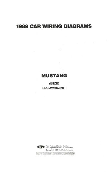 1989 Ford Mustang Wiring Diagrams Manual