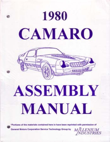 1980 Chevrolet Camaro Assembly Manual Book Rebuild Instructions Illustrations