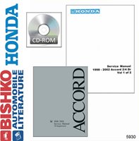1998-2002 HONDA ACCORD Body, Chassis & Electrical Service Manual w/V-6 Supp sample image