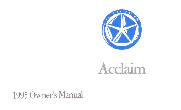 1995 Plymouth Acclaim Owner's Manual