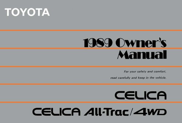 1989 Toyota Celica All-Trac / 4WD Owner's Manual