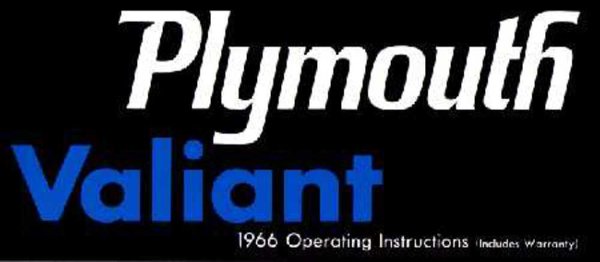 1966 Plymouth Valiant Owner's Manual