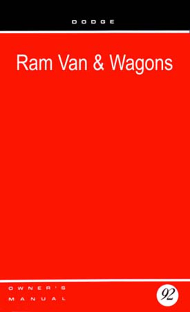 1992 Dodge Ram Van Owners Manual User Guide