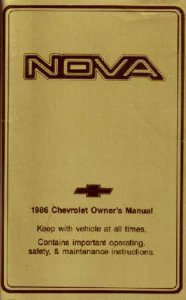 1986 Chevrolet Nova Owner's Manual