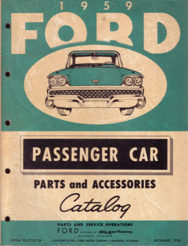 1959 Ford Part Numbers Book List Catalog Manual Interchange Drawings