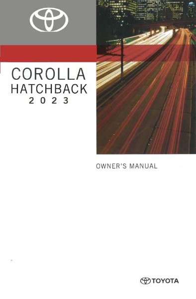 2023 Toyota COROLLA HATCHBACK Owner's Manual