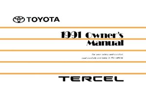 1991 Toyota Tercel Owner's Manual