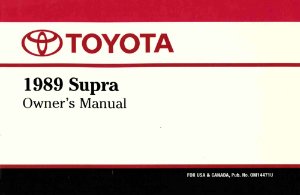 1989 Toyota Supra Owner's Manual