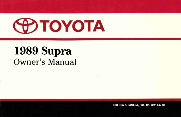 1989 Toyota Supra Owner's Manual