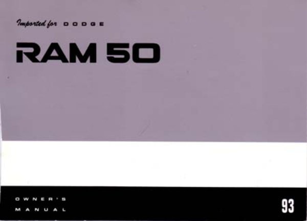 1993 Dodge Ram 50 Truck Owner's Manual