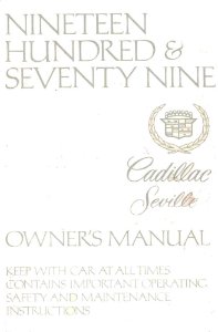 1979 Cadillac Seville Owner's Manual