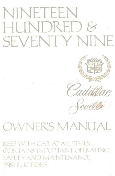 1979 Cadillac Seville Owner's Manual