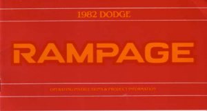 1982 Dodge Rampage Owner's Manual
