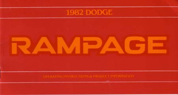 1982 Dodge Rampage Owner's Manual