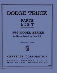 1936 Dodge Truck Part Numbers Book List Guide Catalog Interchange