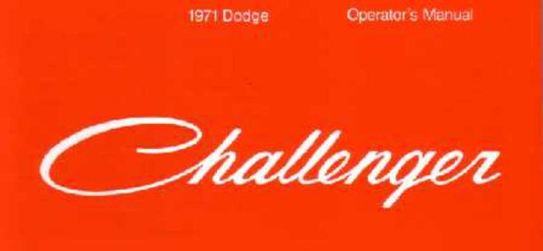 1971 Dodge Challenger Owner's Manual