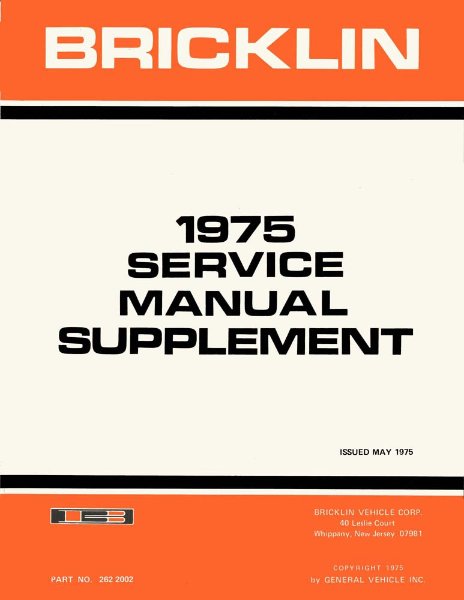 1975 Bricklin SV-1 Factory Shop Service Manual
