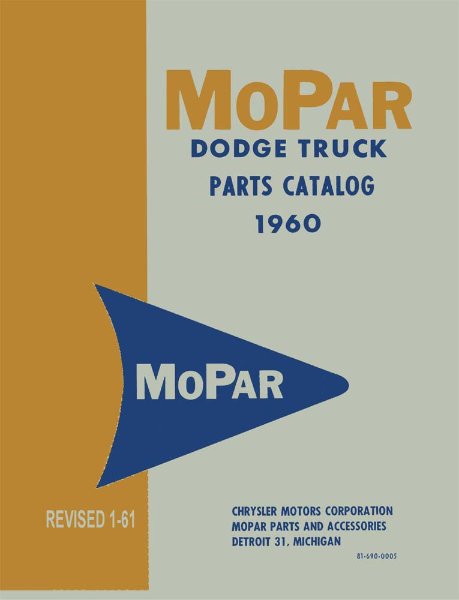 1960 Dodge Truck All Models Parts Book
