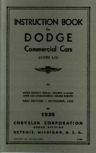 1936 Dodge LC Owner's Manual