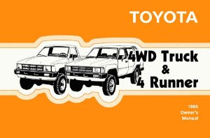 1985 Toyota Pickup (4WD), 4Runner (4WD) Owner's Manual