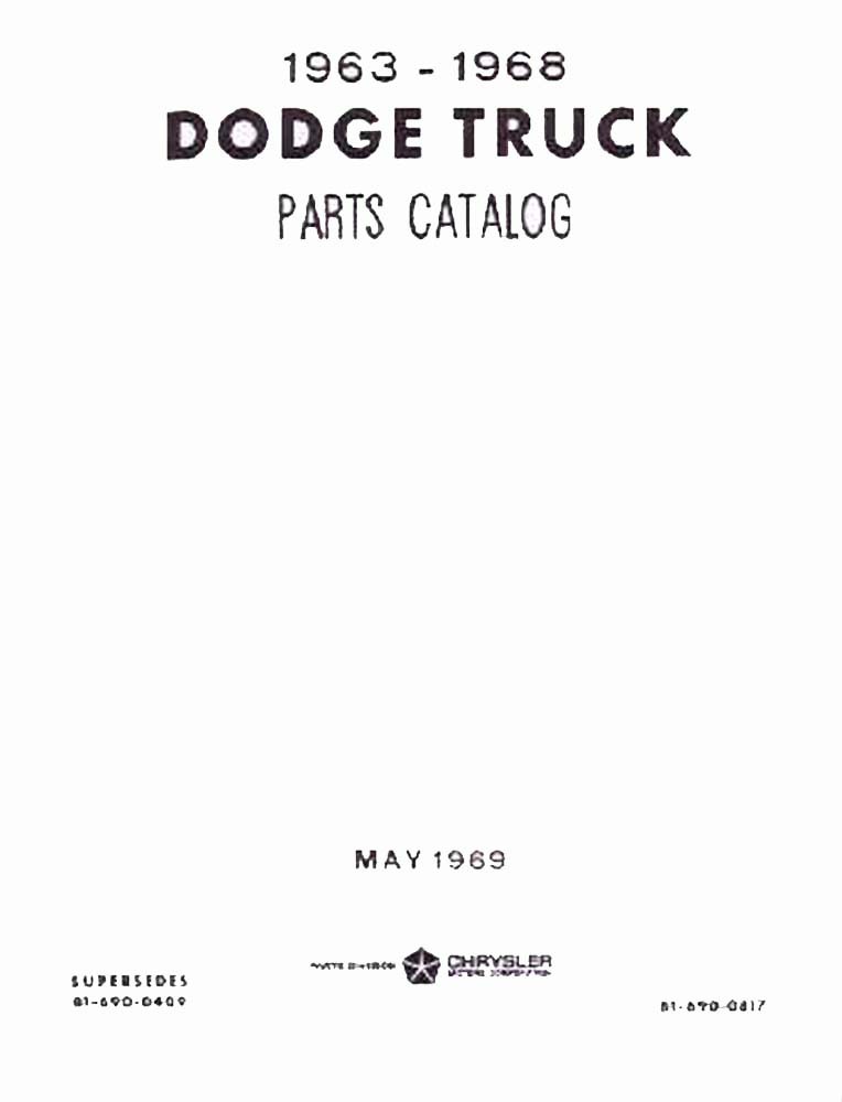 1963 1965 1966 1967 1968 Dodge Truck Parts Book List Interchange Illustrations