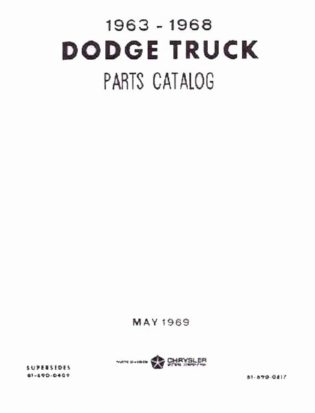 1963–1968 Dodge Truck All Models Parts Book