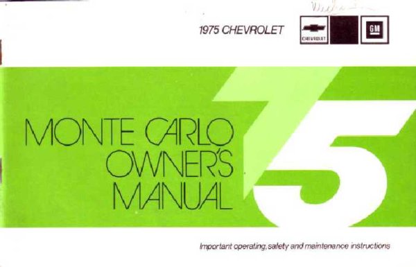 1975 Chevrolet Monte Carlo Owner's Manual