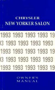 1993 Chrysler New Yorker Salon Owner's Manual