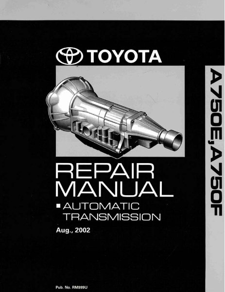 2003 Toyota A750E, A750F Factory Shop Service Manual