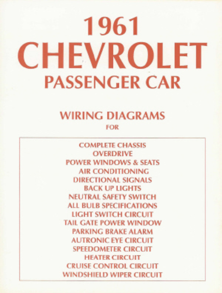 1961 Chevrolet Belaire, Biscayne, Impala Wiring Diagrams Manual