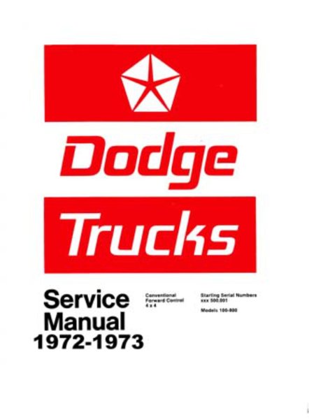 1972–1973 Dodge Light Duty, Medium Duty Truck Factory Shop Service Manual