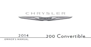 2014 Chrysler 200 Convertible Owner's Manual