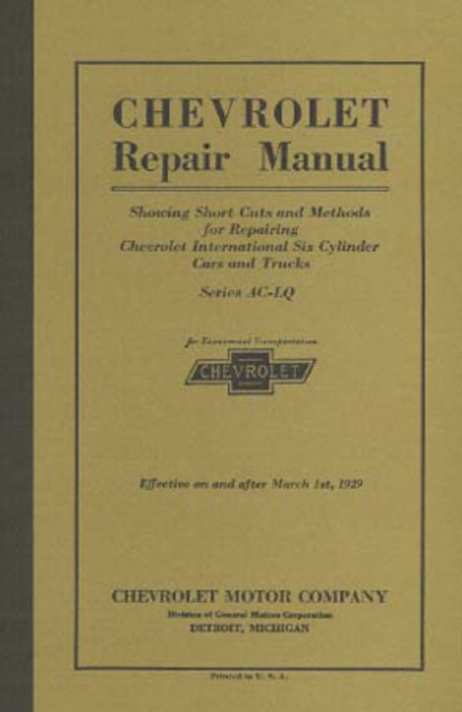 1929 Chevrolet Car Truck Shop Service Repair Manual Book Engine Electrical OEM