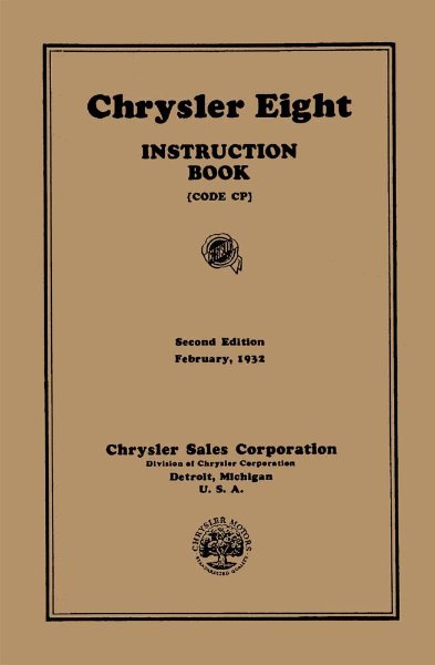 1932 Chrysler Eight (Code CP) Owner's Manual