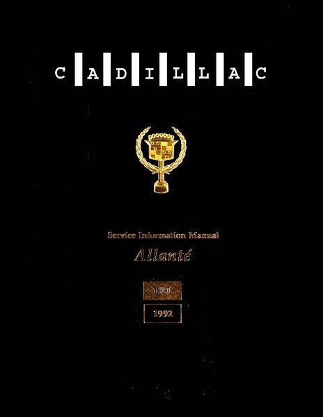 1991–1992 Cadillac Allante Factory Shop Service Manual