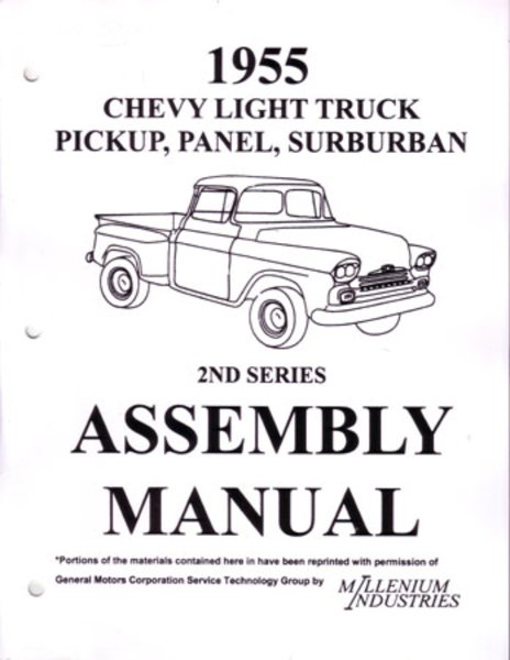 1955 Chevy C/K 10-30 Light Truck Suburb Assembly Manual Rebuild Instructions