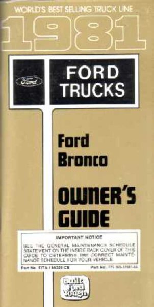 1981 Ford Bronco Owner's Manual