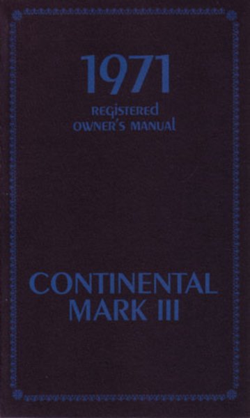 1971 Lincoln Mark III Owner's Manual