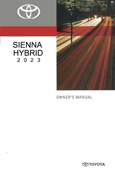 2023 Toyota SIENNA HYBRID Owner's Manual