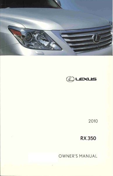2010 Lexus RX 350 Owner's Manual