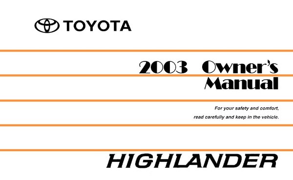 2003 Toyota HIGHLANDER Owner's Manual