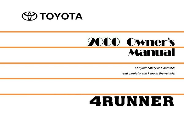 2000 Toyota 4RUNNER Owner's Manual
