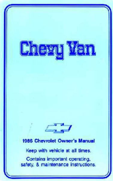 1986 Chevrolet G10, G20, G30 Owner's Manual