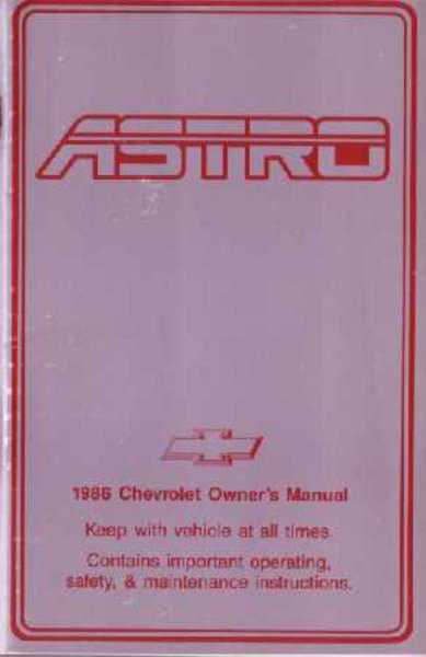 1986 Chevrolet Astro Owner's Manual