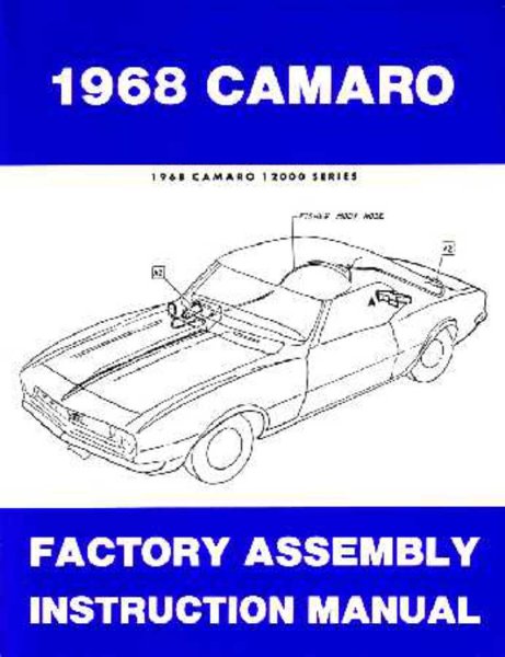 1968 Chevrolet Camaro Rs Ss Z28 Assembly Manual Book Rebuild Illustrations